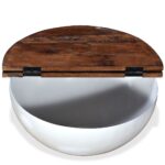 Table basse Bois de récupération massif Blanc Forme de bol – Image 2