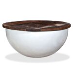 Table basse Bois de récupération massif Blanc Forme de bol – Image 7