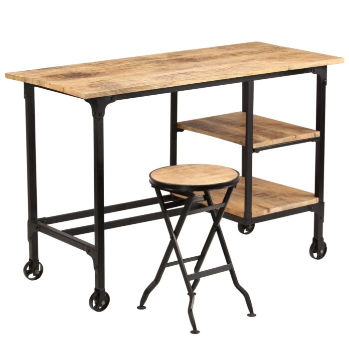 VXL8718475574156_a_en_hd_1.jpg Bureau avec tabouret pliant Bois de manguier massif 115x50x76cm – Image 1