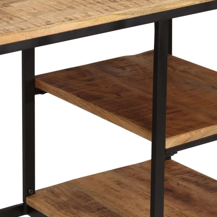 Bureau avec tabouret pliant Bois de manguier massif 115x50x76cm – Image 3