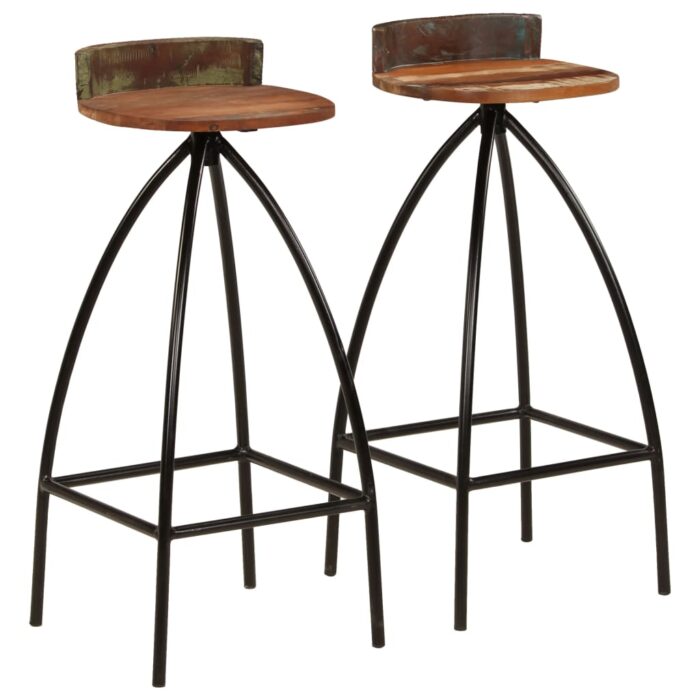 Tabourets de bar lot de 2 bois de récupération massif – Image 1