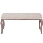 Banc Lin Bois massif 110 x 38 x 48 cm Blanc crème – Image 2