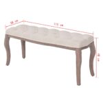 Banc Lin Bois massif 110 x 38 x 48 cm Blanc crème – Image 5