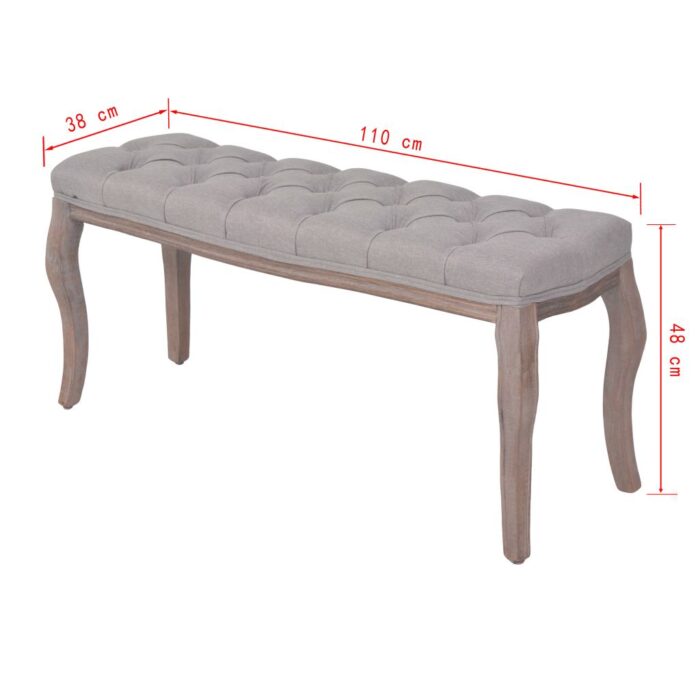 Banc Lin Bois solide 110x38x48 cm Gris foncé – Image 5