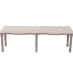 Banc Lin Bois massif 150 x 40 x 48 cm Blanc crème – Image 2
