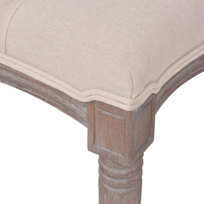 Banc Lin Bois massif 150 x 40 x 48 cm Blanc crème – Image 4