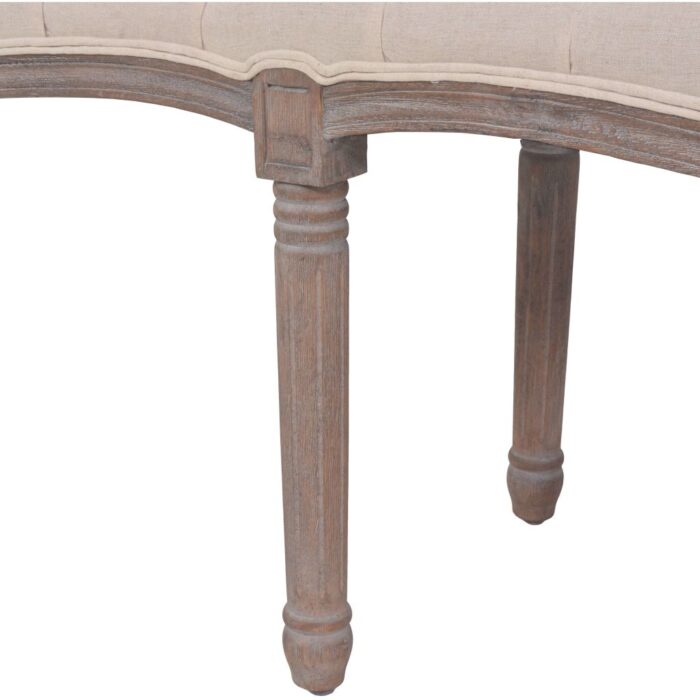 Banc Lin Bois massif 150 x 40 x 48 cm Blanc crème – Image 5