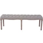Banc Lin Bois solide 150x40x48 cm Gris foncé – Image 2
