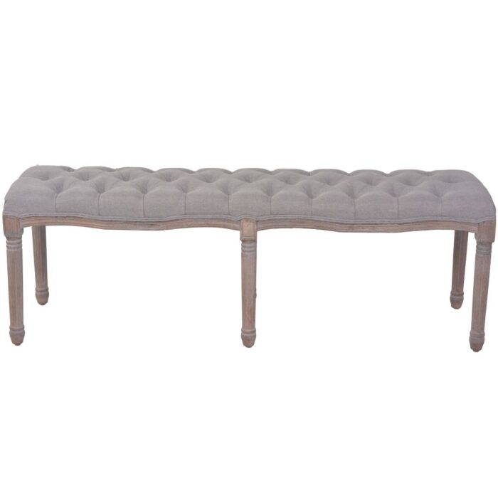 Banc Lin Bois solide 150x40x48 cm Gris foncé – Image 2