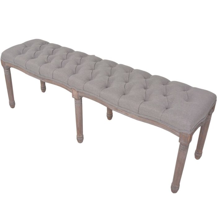 Banc Lin Bois solide 150x40x48 cm Gris foncé – Image 3