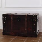 Coffre vintage de rangement bois 66 x 38 x 40 cm – Image 3