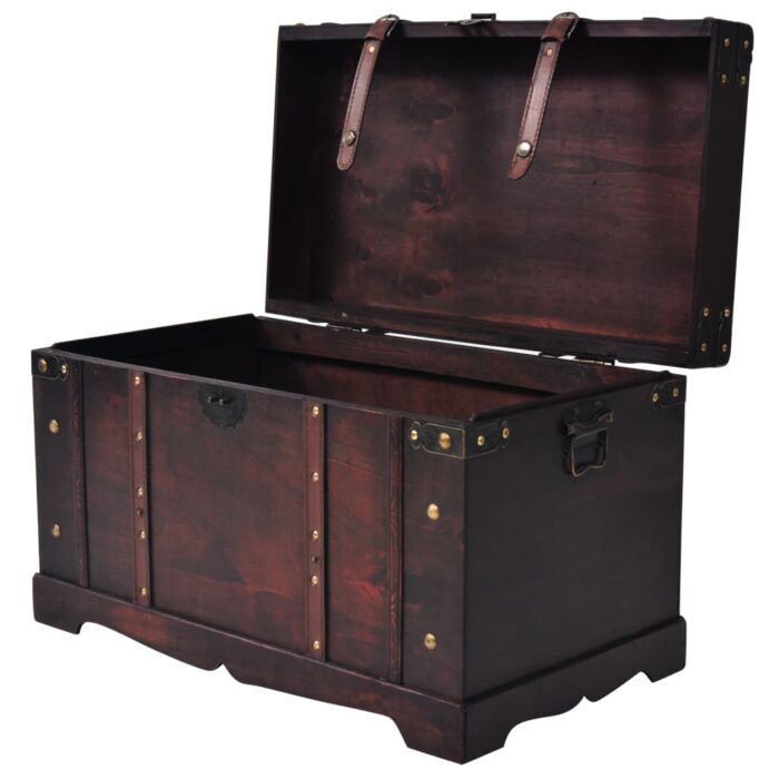 Coffre vintage de rangement bois 66 x 38 x 40 cm – Image 4