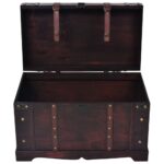 Coffre vintage de rangement bois 66 x 38 x 40 cm – Image 5