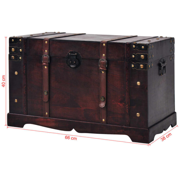 Coffre vintage de rangement bois 66 x 38 x 40 cm – Image 7