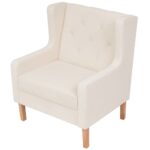 Fauteuil blanc crème tissu – Image 2
