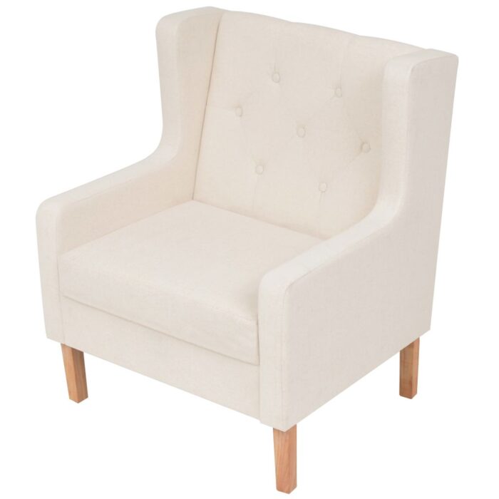Fauteuil blanc crème tissu – Image 2