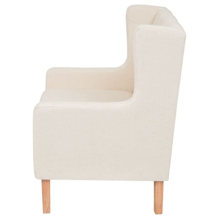 Fauteuil blanc crème tissu – Image 3