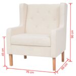 Fauteuil blanc crème tissu – Image 6