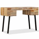 Bureau Teck de récupération massif 110 x 50 x 76 cm – Image 5