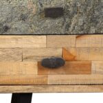 Bureau Teck de récupération massif 110 x 50 x 76 cm – Image 8