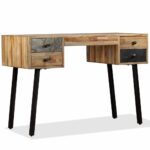 Bureau Teck de récupération massif 110 x 50 x 76 cm – Image 9