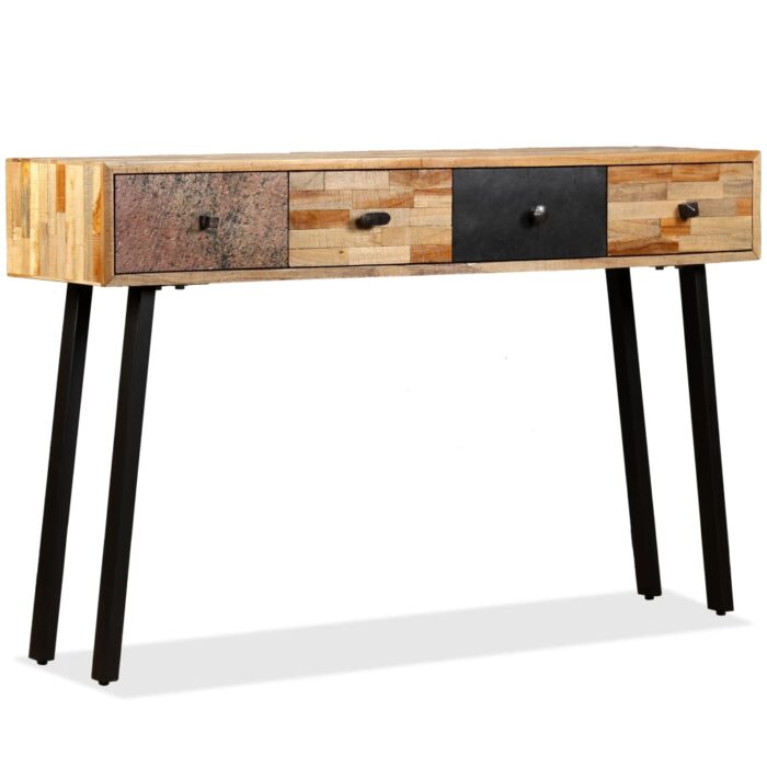 Table console Teck massif de récupération 120 x 30 x 76 cm – Image 9