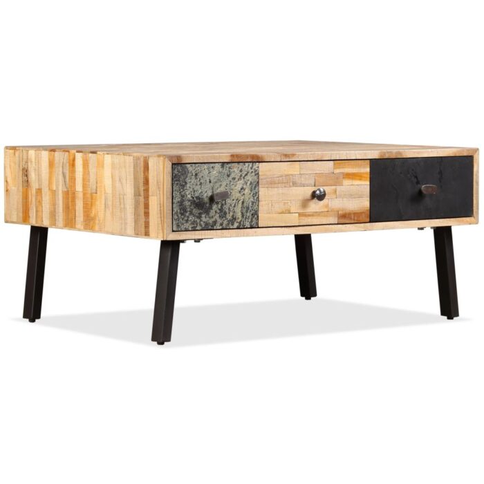 Table basse Teck de récupération massif 90x65x40 cm – Image 1