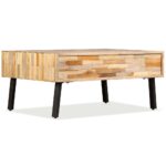 Table basse Teck de récupération massif 90x65x40 cm – Image 5