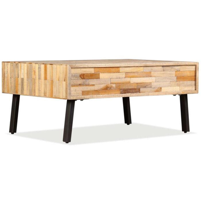 Table basse Teck de récupération massif 90x65x40 cm – Image 5