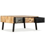 Table basse Teck de récupération massif 90x65x40 cm – Image 6