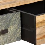 Table basse Teck de récupération massif 90x65x40 cm – Image 7