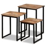 Ensemble de table basse gigogne 3 pcs Teck massif récupération