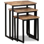 Ensemble de table basse gigogne 3 pcs Teck massif récupération – Image 10