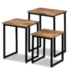 Ensemble de table basse gigogne 3 pcs Teck massif récupération – Image 11