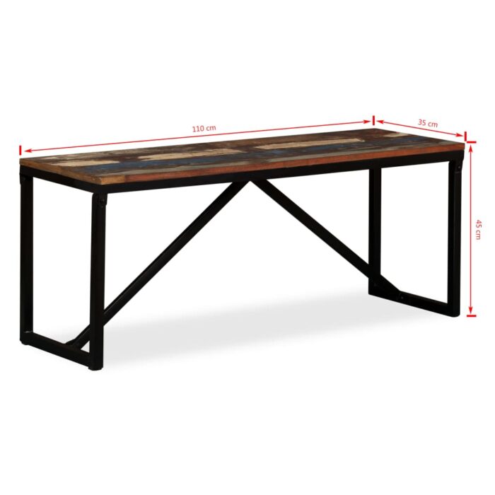 Banc 110 x 35 x 45 cm Bois de récupération massif – Image 11