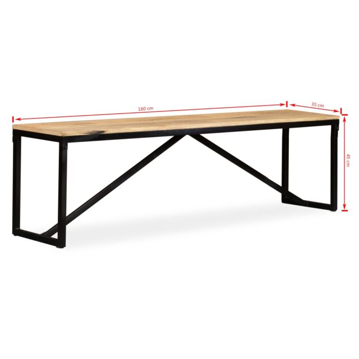 Banc Bois de manguier massif 160x35x45 cm – Image 9