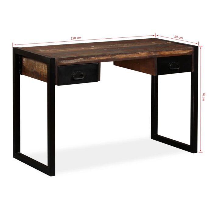 Bureau avec 2 tiroirs Bois de récupération massif 120x50x76 cm – Image 11
