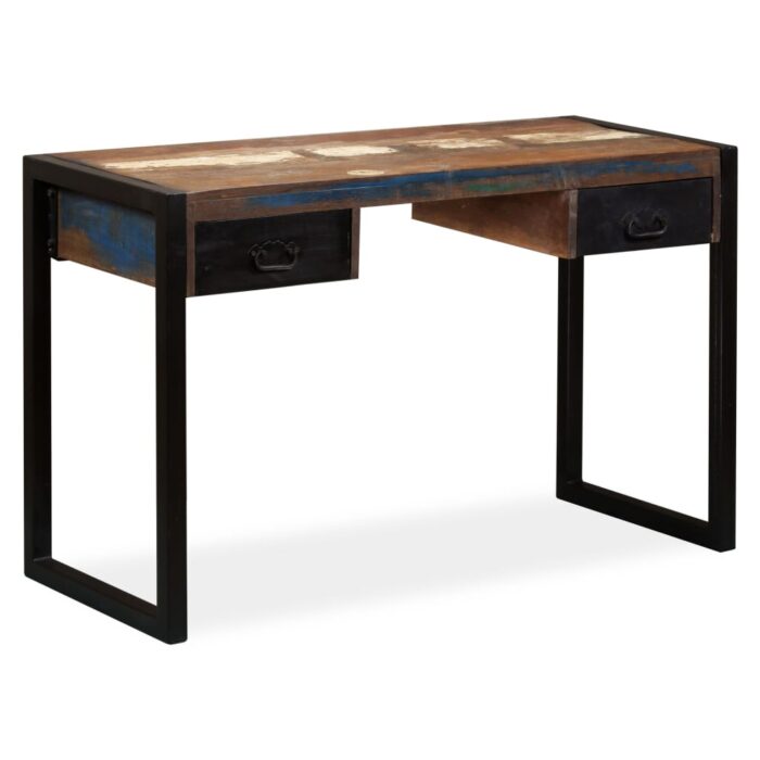 Bureau avec 2 tiroirs Bois de récupération massif 120x50x76 cm – Image 8
