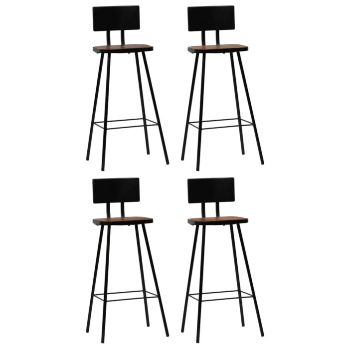 Tabourets de bar lot de 4 bois massif de récupération – Image 1