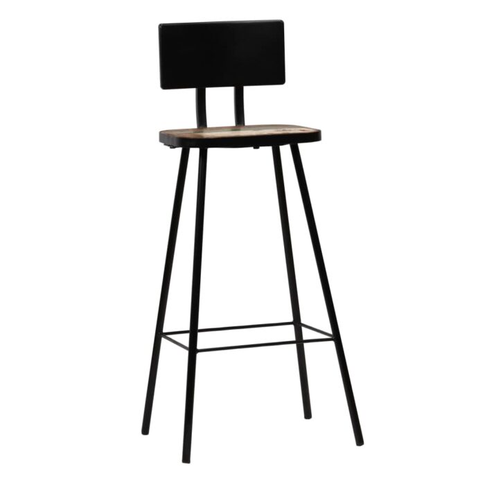 Tabourets de bar lot de 2 bois massif de récupération – Image 10