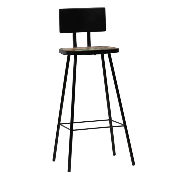 Tabourets de bar lot de 2 bois massif de récupération – Image 9