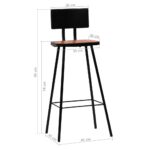 Tabourets de bar lot de 4 bois massif de récupération – Image 11