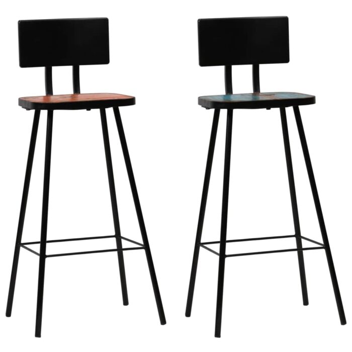 Mobilier de bar 3 pcs Bois de récupération massif Multicolore – Image 9
