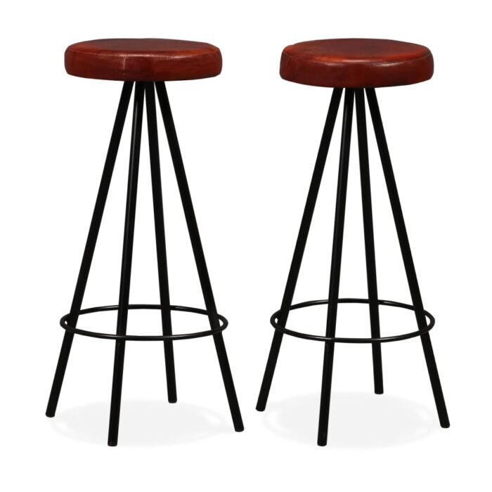 Tabourets de bar lot de 2 cuir véritable – Image 1