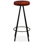 Tabourets de bar lot de 2 cuir véritable – Image 2