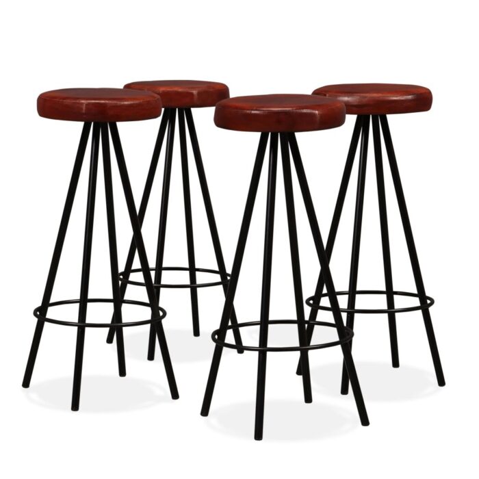 Tabourets de bar lot de 4 cuir véritable – Image 1