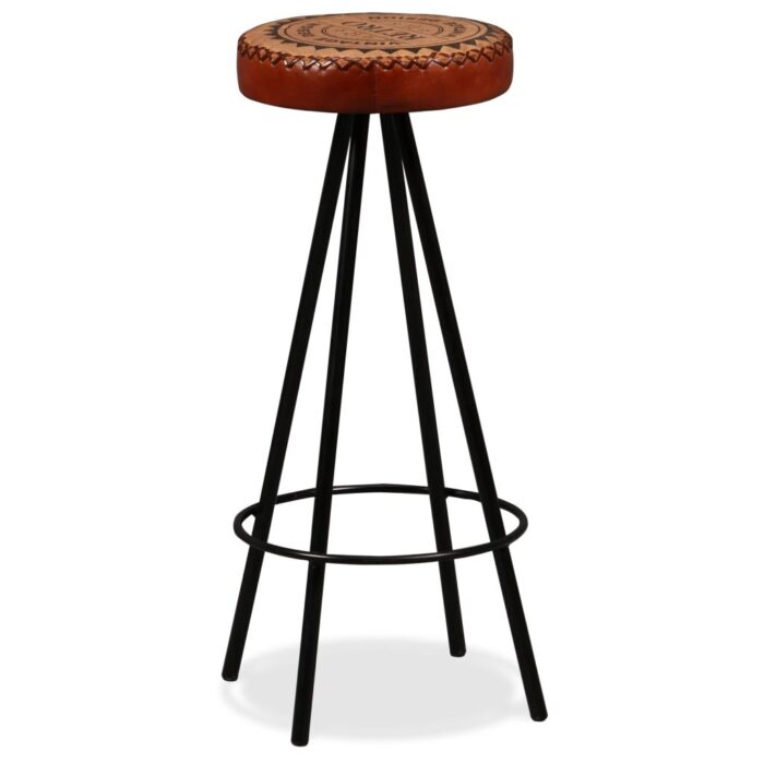 Tabourets de bar lot de 2 cuir véritable – Image 11