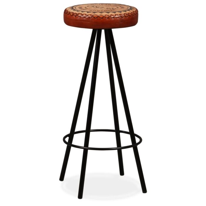 Tabourets de bar lot de 2 cuir véritable – Image 12