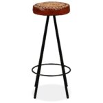 Tabourets de bar lot de 2 cuir véritable – Image 2