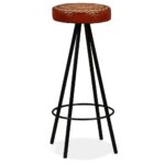 Tabourets de bar lot de 4 cuir véritable – Image 10